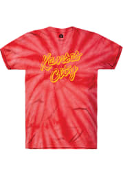 Rally Kansas City Red Tie Dye Retro Script Short Sleeve T Shirt