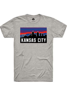 Rally Kansas City Grey Block Skyline Short Sleeve Fashion T Shirt