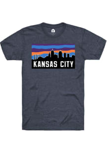 Rally Kansas City Navy Blue Block Skyline Short Sleeve Fashion T Shirt