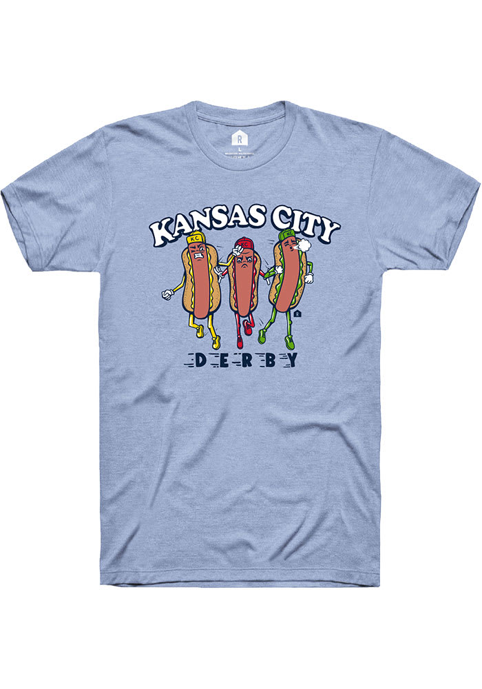 Rally Kansas City Light Blue Hot Dog Derby Short Sleeve Fashion T Shirt