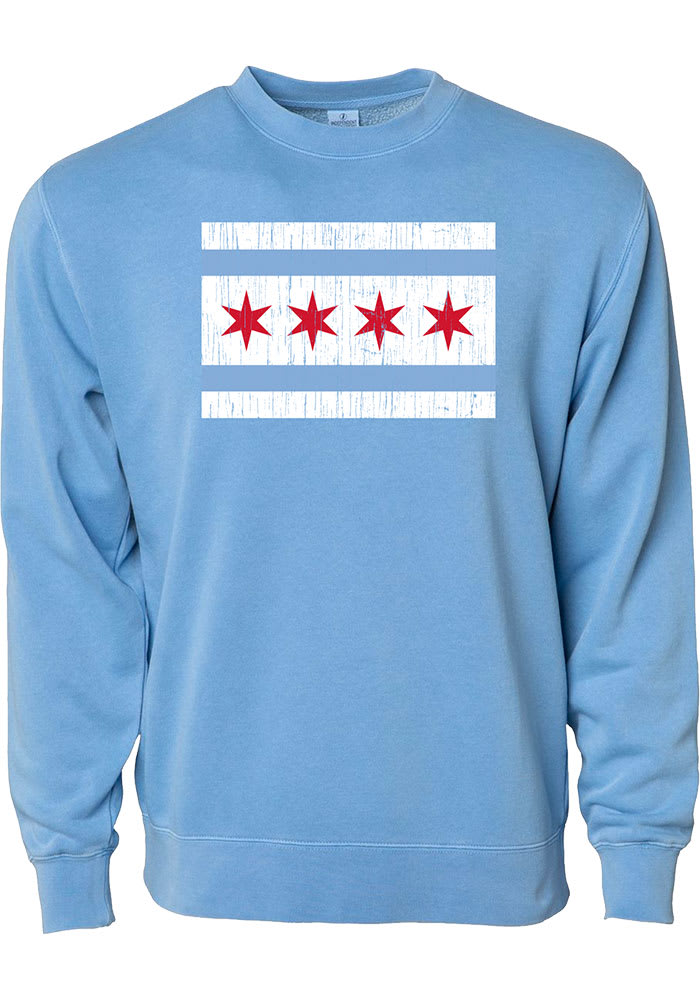 Rally Chicago Mens Light Blue City Flag Long Sleeve Crew Sweatshirt