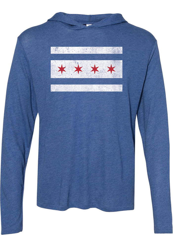 Rally Chicago Mens Blue City Flag Long Sleeve Hoodie