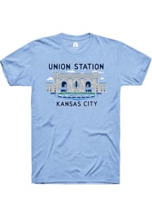 Rally Kansas City Light Blue Union Station Fountains Short Sleeve Fashion T Shirt