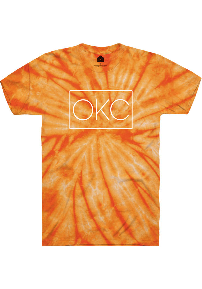 Oklahoma City Womens Orange Tie-Dye OKC Square Unisex Short Sleeve T-Shirt