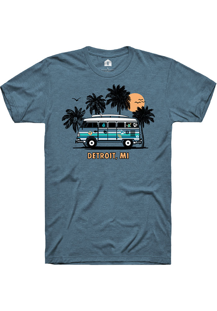 Rally Detroit Teal Bus Short Sleeve Fashion T Shirt