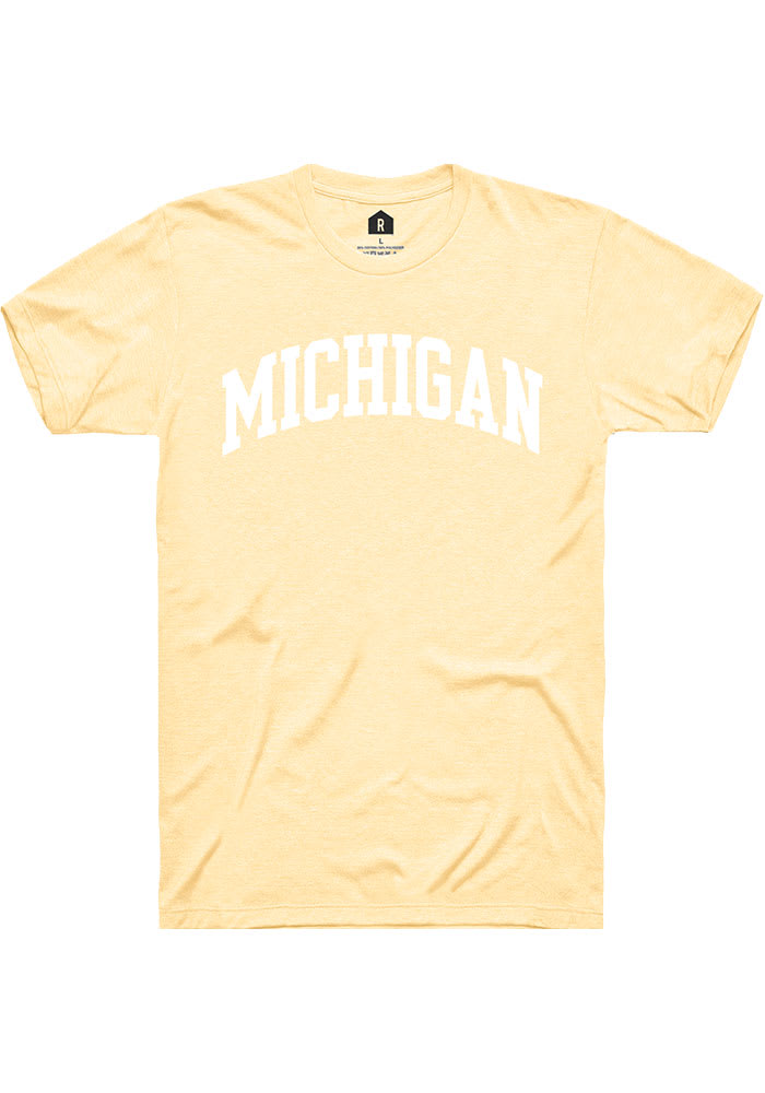 Rally Michigan Yellow Arch Wordmark Short Sleeve T Shirt
