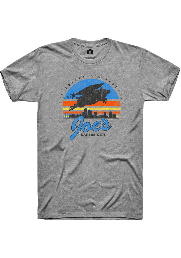 Joes Kansas City Bar-B-Que Grey Rocket Pig Sandwich Short Sleeve Fashion T Shirt