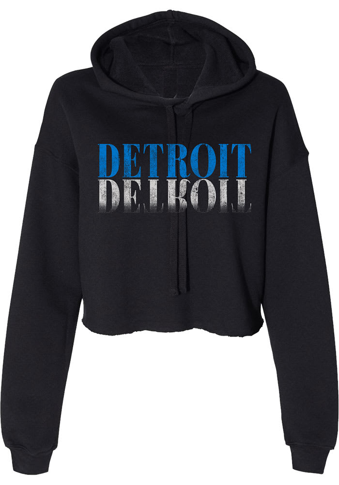 Rally Detroit Womens Black Mirror Hooded Sweatshirt