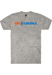 Rally Oklahoma Grey Mineral Wash Lightening Bolt Short Sleeve T Shirt