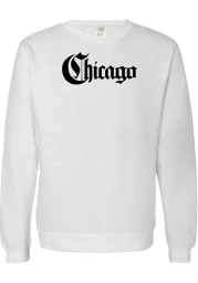 Rally Chicago Mens White Medieval Wordmark Long Sleeve Crew Sweatshirt