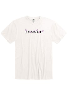 Kansas City Womens White Vintage Butterfly Short Sleeve T-Shirt