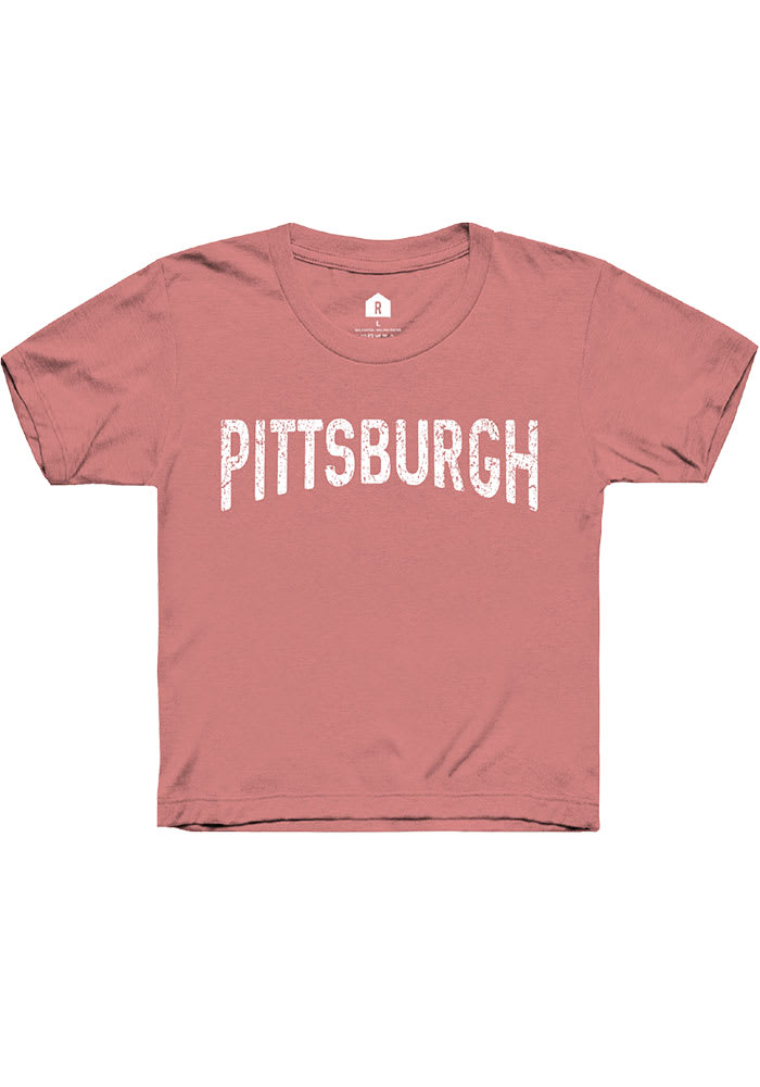 Rally Pittsburgh Youth Mauve Pink Arch Wordmark Short Sleeve T-Shirt