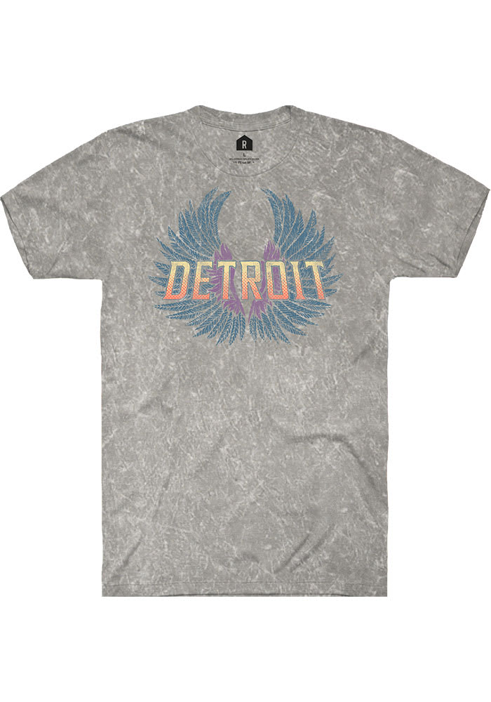 Rally Detroit Grey Mineral Wash Wings Short Sleeve T Shirt