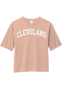 Rally Cleveland Womens Pink Arch Wordmark Short Sleeve T-Shirt
