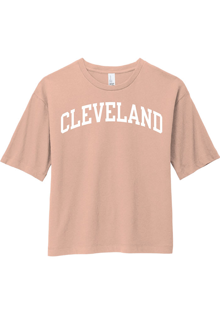 Rally Cleveland Womens Pink Arch Wordmark Short Sleeve T-Shirt
