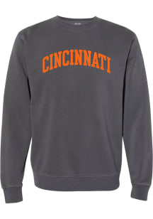 Rally Cincinnati Mens Charcoal Arch Wordmark Long Sleeve Crew Sweatshirt