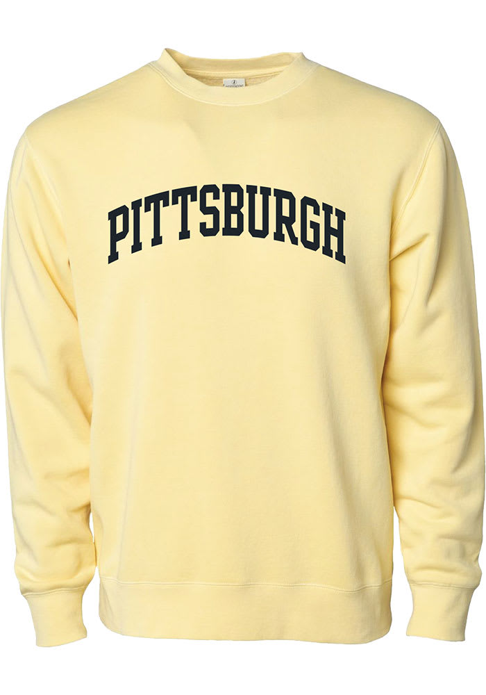 Rally Pittsburgh Mens Yellow Arch Wordmark Long Sleeve Crew Sweatshirt