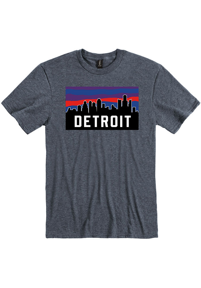 Detroit Navy Blue Colorblock Skyline Short Sleeve Fashion T Shirt