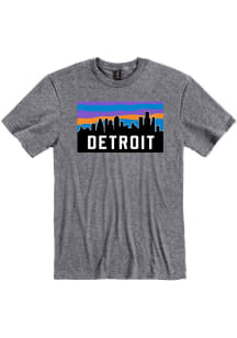 Detroit Grey Colorblock Skyline Short Sleeve Fashion T Shirt