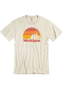 Michigan Oatmeal Ombre Tree Sunset Short Sleeve Fashion T Shirt