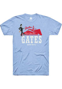 Gates Bar-B-Q Light Blue Building Short Sleeve Fashion T Shirt