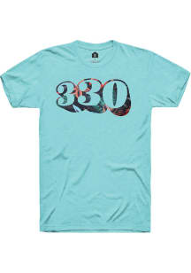 Rally Akron Area Code 330 Short Sleeve Fashion T Shirt - Blue Green