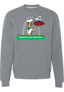Imo's Pizza Heather Grey Pizza Guy Long Sleeve Crew Sweatshirt