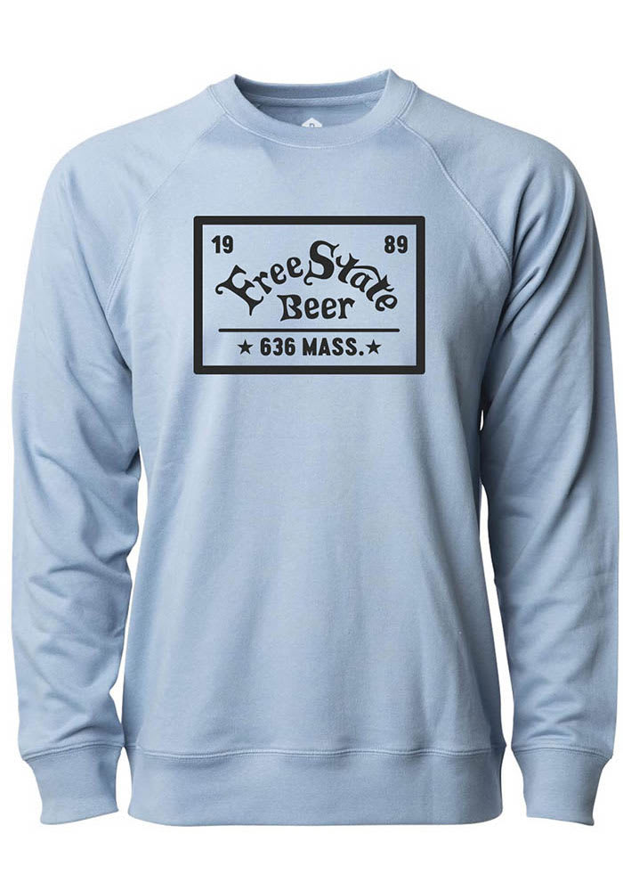 Free State Brewing Co. Blue Logo and Quote Long Sleeve Crew Sweatshirt
