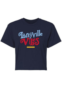 Rally Lawrence Womens Navy Blue Larryville Vibes Short Sleeve T-Shirt