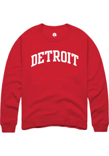 Detroit Red Arch Wordmark Long Sleeve Crew Sweatshirt
