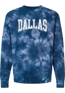 Dallas Navy Tie-Dye Arch Wordmark Long Sleeve Crew Sweatshirt