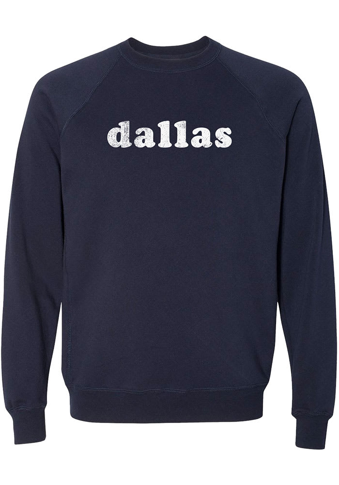 Dallas Classic Navy Cooper Wordmark Long Sleeve Crew Sweatshirt