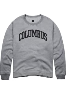 Rally Columbus Mens Grey Arch Wordmark Long Sleeve Crew Sweatshirt