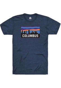 Rally Columbus Navy Blue Block Skyline Short Sleeve Fashion T Shirt