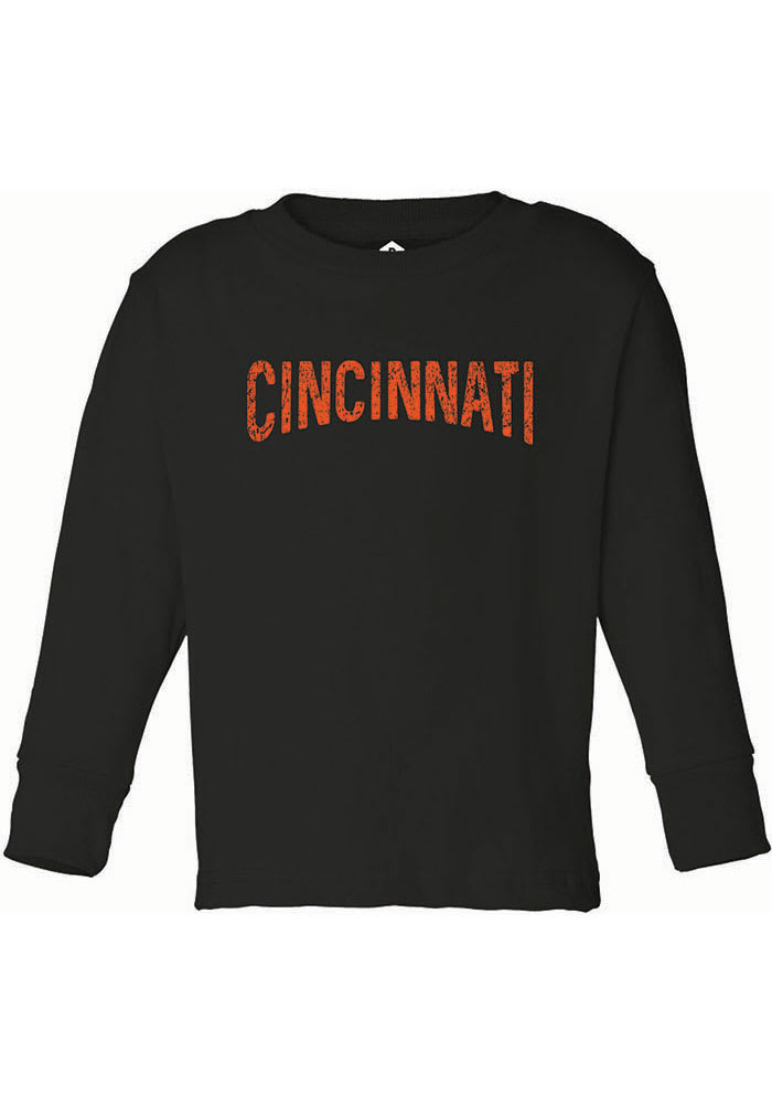 Cincinnati Toddler Black Arch Wordmark Long Sleeve T-Shirt