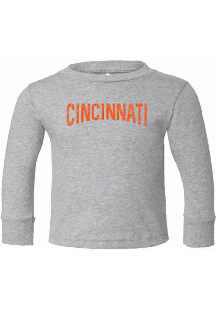 Cincinnati Toddler Heather Grey Arch Wordmark Long Sleeve T-Shirt