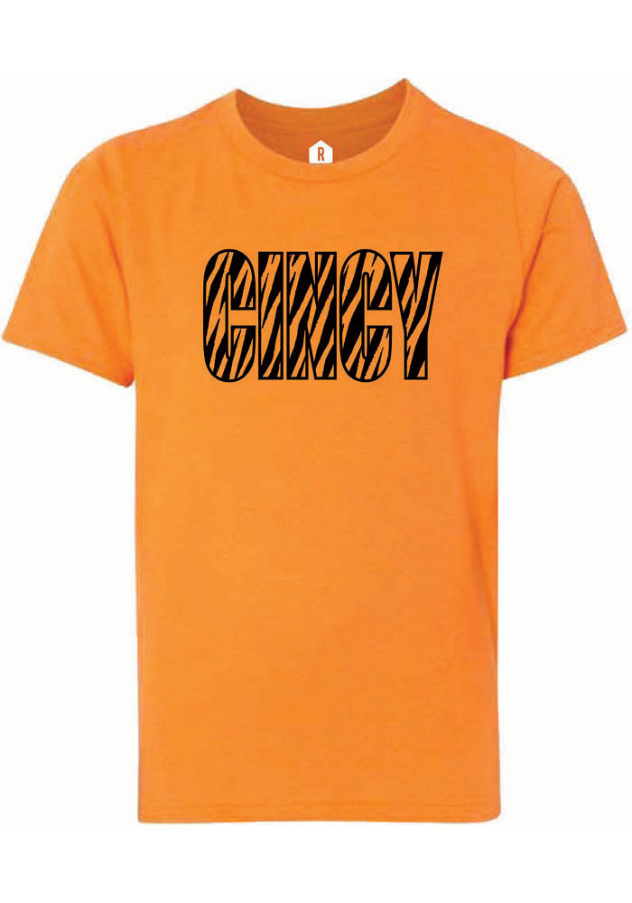 Cincinnati Youth Orange Stripe Infill Short Sleeve T-Shirt