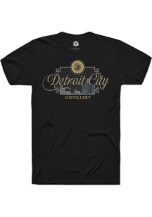Detroit City Distillery Skyline Label Black Short Sleeve T Shirt
