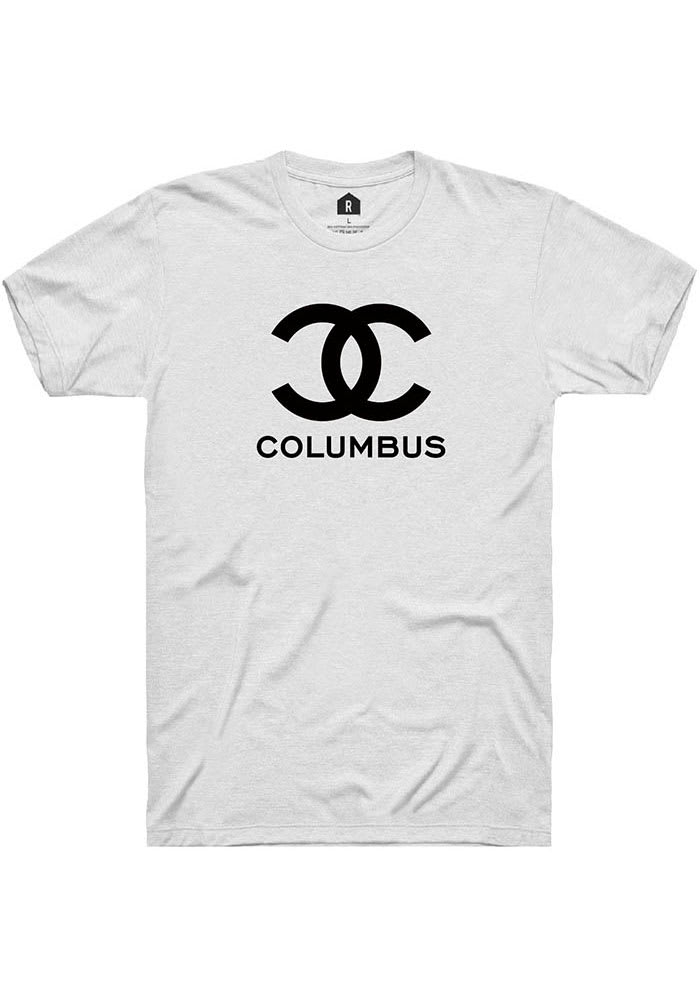 Rally Columbus Womens White CC Wordmark Short Sleeve T-Shirt
