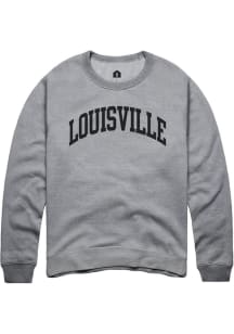 Rally Louisville Mens Grey Arch Wordmark Long Sleeve Crew Sweatshirt