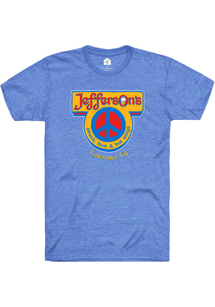 Rally Jefferson's Blue Peace Sign Logo Short Sleeve T Shirt
