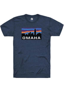 Rally Omaha Navy Blue Block Skyline Short Sleeve Fashion T Shirt