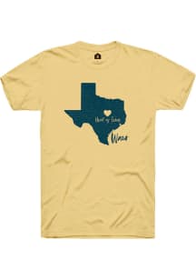 Rally Waco Womens Yellow Heart of Texas Short Sleeve T-Shirt