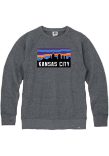 Rally Kansas City Mens Navy Blue Block Skyline Long Sleeve Crew Sweatshirt