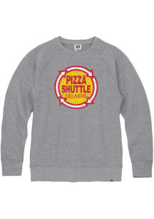 Rally Kansas Mens Grey Pizza Shuttle Prime Logo Long Sleeve Crew Sweatshirt