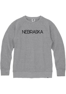 Rally Nebraska Mens Grey Disconnect Long Sleeve Crew Sweatshirt