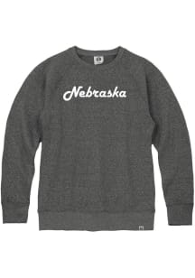 Rally Nebraska Mens Black Harlow Script Long Sleeve Crew Sweatshirt