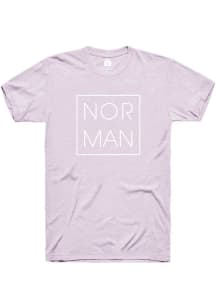 Rally Norman Womens Lavender Square Wordmark Short Sleeve T-Shirt