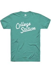 Rally College Station Teal RH Script Short Sleeve T Shirt