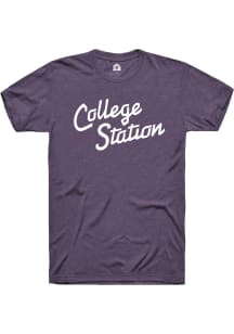 Rally College Station Purple RH Script Short Sleeve T Shirt